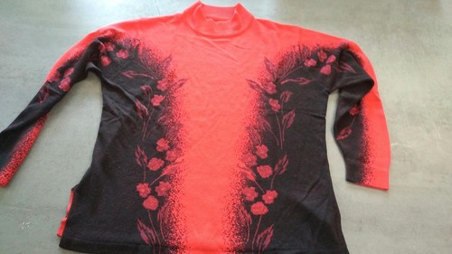 Damen pullover rot schwarz - l,