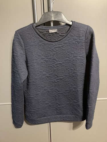 Pullover blau rosendruck - pullover,,