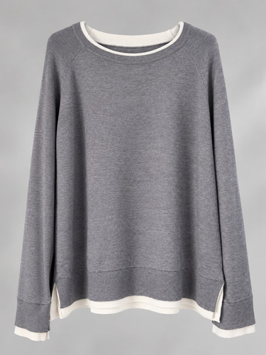 Damen pullover grau braun - pullover,
