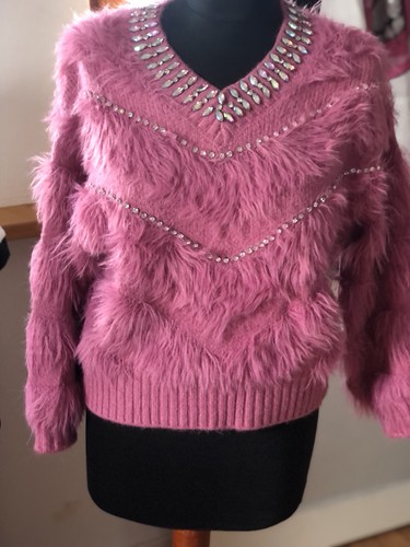 Schicker wollpulli pink mit - wollpulli,